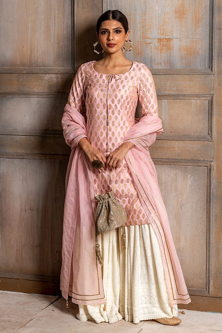 Monk & Mei By Sonia Anand Kumudini Brocade Kurta Sharara Set