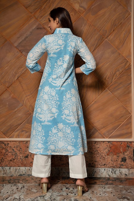 Pomcha Jaipur Floral Print Kurta & Pant Set 