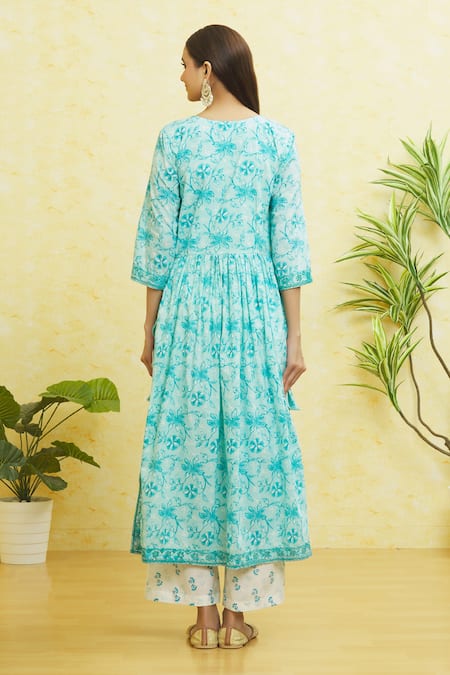 Naintara Bajaj Floral Print Tassled Anarkali Set 