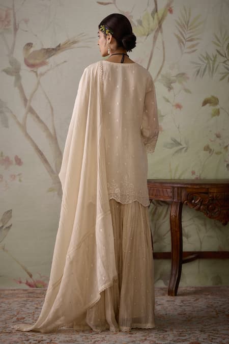 Kritika Dawar Floral Embroidered Short Kurta Gharara Set 