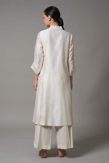 Joy Mitra Chanderi Cluster Embroidered Kurta With Palazzo 