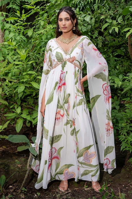 Saangi Floral Printed Flared Gown 