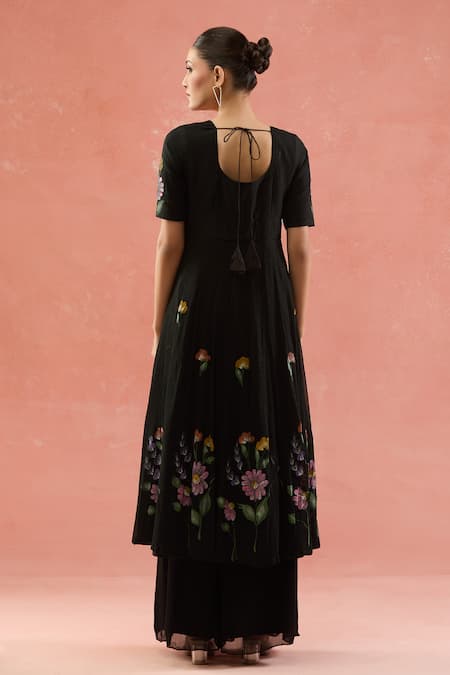 Naintara Bajaj Hand Painted Floral Anarkali Set