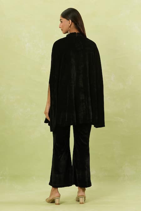 Samyukta Singhania Sequin Hand Embellished Velvet Cape & Pant Set