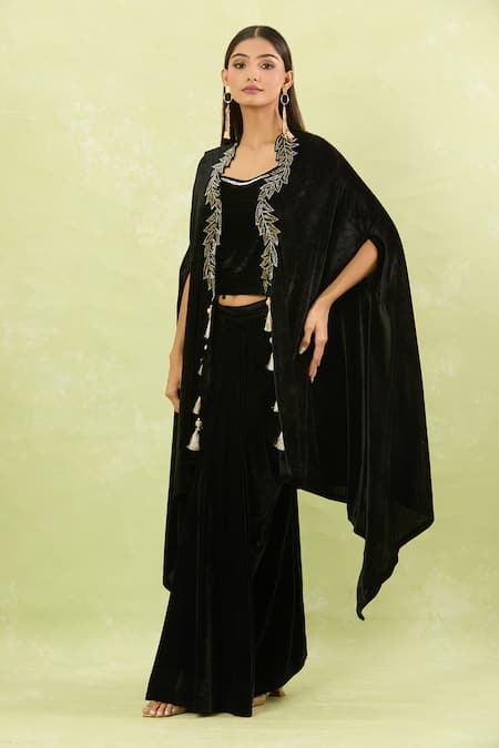 Samyukta Singhania Salli Hand Embellished Cape Pant Set 