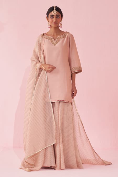 Studio Bagechaa Blush Pink Embroidered Sharara Set 