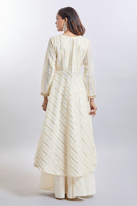 Samyukta Singhania Gold Stripe Cotton Kurta Palazzo Set 