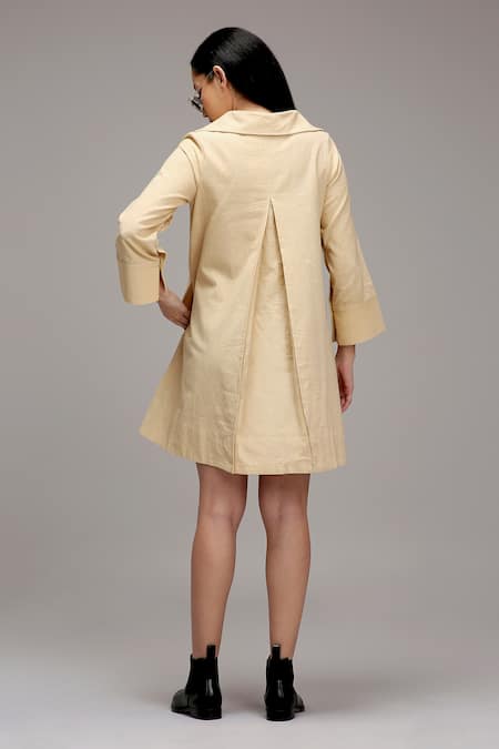 MATI Collared V-Neck Cotton Short Dress 