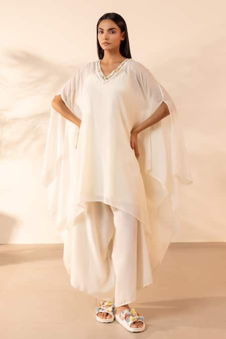 OurDve Lemon Drop Cotton Kaftan & Pant Set 
