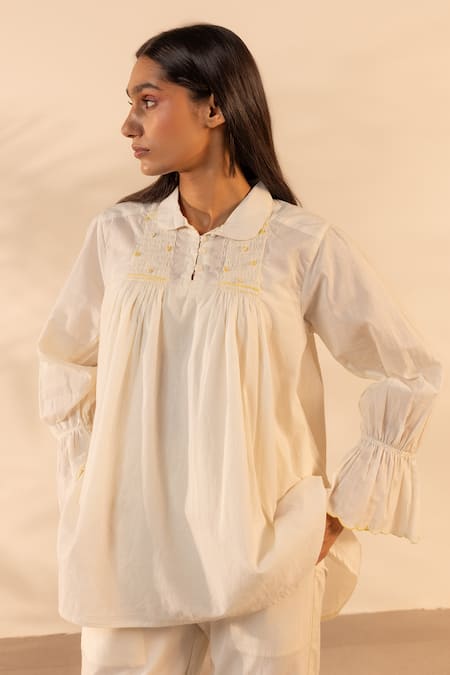 OurDve Zesty Smocked Cotton Top 