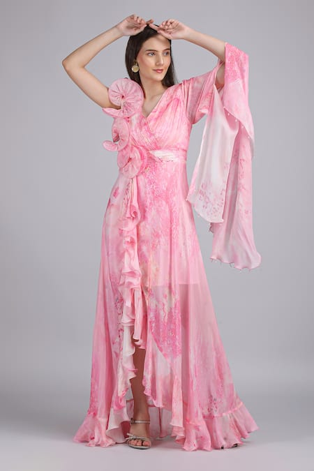 Mandira Wirk Cotton Cloud Self Texture Printed Corsage Dress 