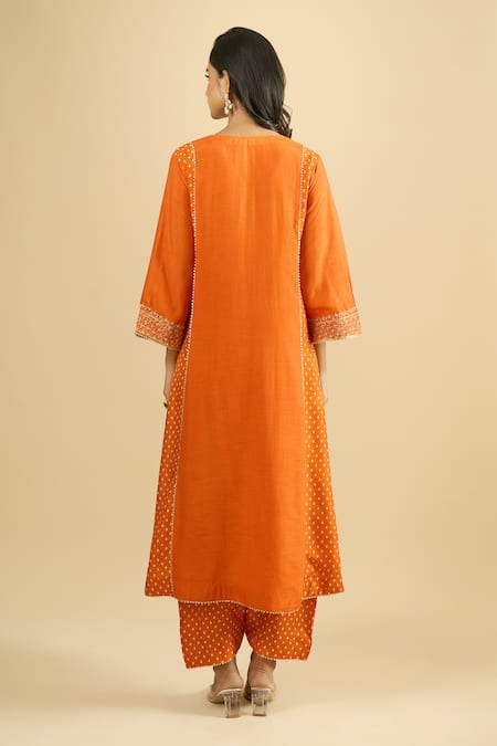 Sheetal Batra Orange Embroidered Kurta & Salwar Set 