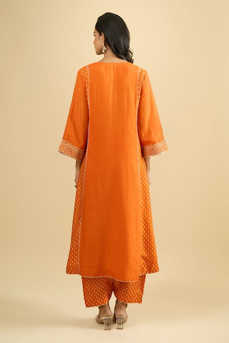 Sheetal Batra Orange Embroidered Kurta Salwar Set 