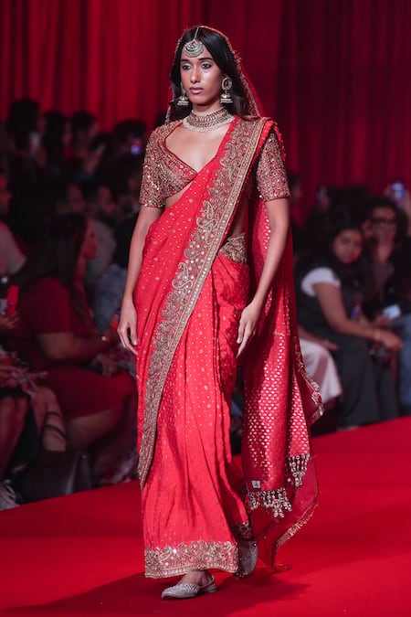 Itrh Vamika Jamawaar Saree With Blouse 