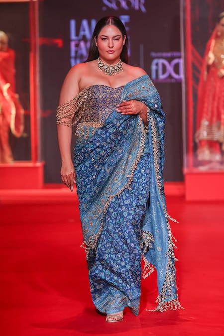 Itrh Neelambari Jamawaar Saree With Blouse 